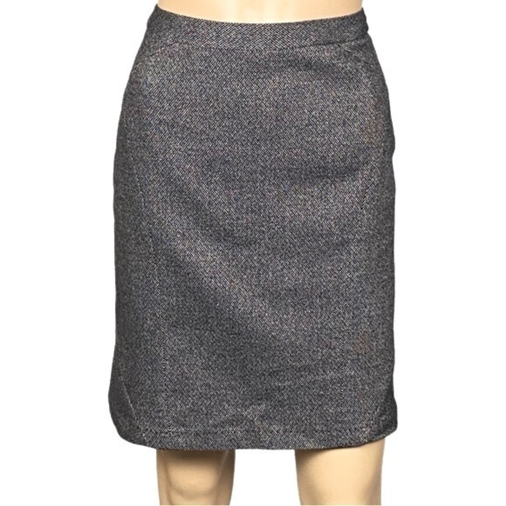 ELIE TAHARI black and taupe wool-blend lightweight tweed skirt. Size 8. EUC